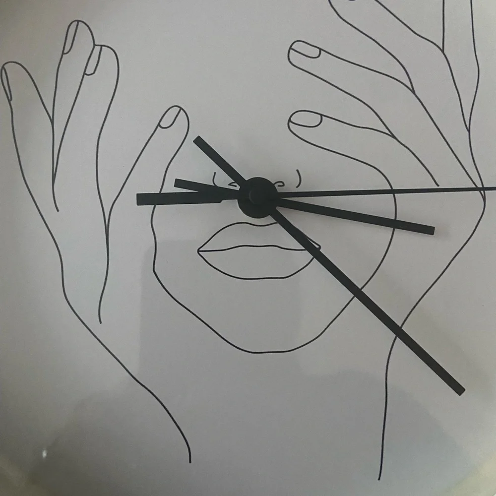 Cloudnola Face in Hands Modern Black and White Wall Clock- 10 inch